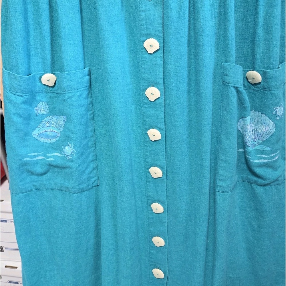 Positive Attitude Size M Ladies Seashell Cottagecore Linen Blend Maxi Dress - Picture 3 of 6